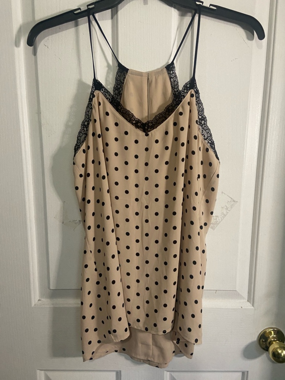 Express Beige Camisole with Black Lace Trim